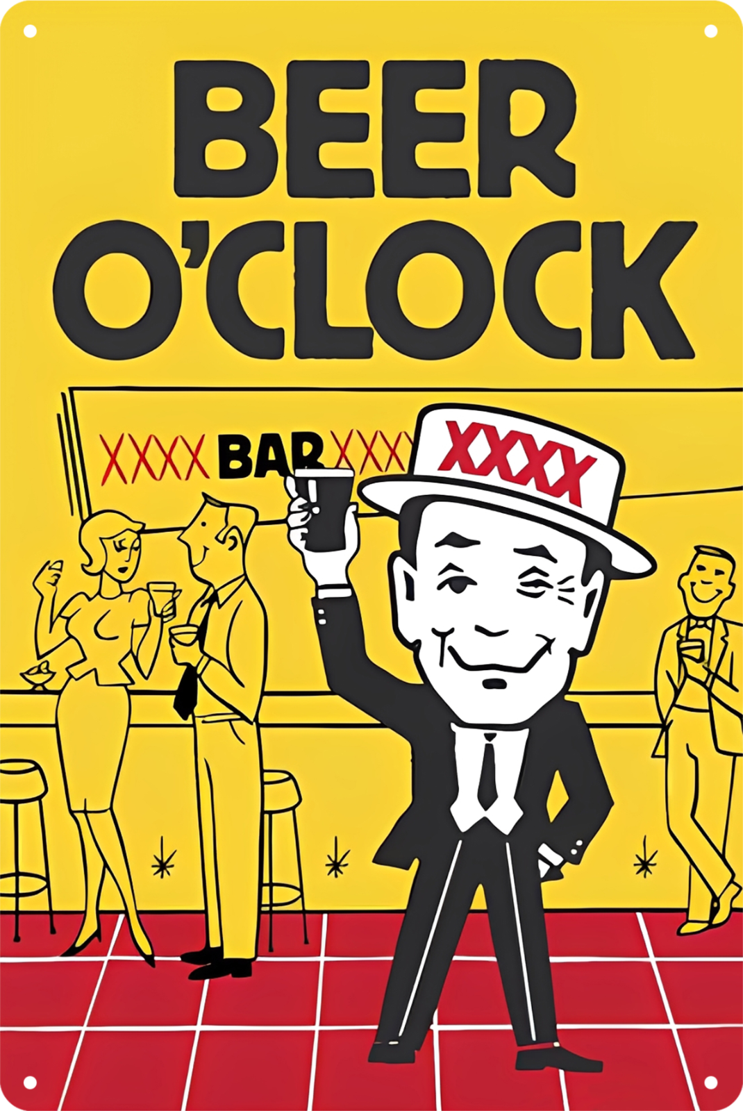 Beer O'clock  Bar Xxxx Tin Sign Rustic Look  Retro 20x30cm