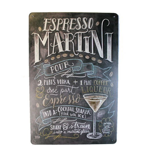 Tin Sign  Espresso Martini  Sprint Drink Bar Whisky Rustic Look