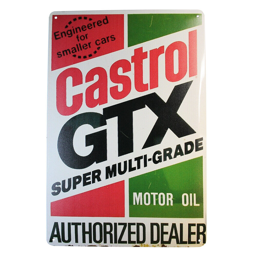 Tin Sign Castrol GTX Motor Oil Sprint Drink Bar Whisky Rustic Look