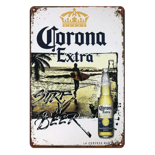 2x Beer Corona Extra Surf Rustic Tin Sign Vintage Garage Bar