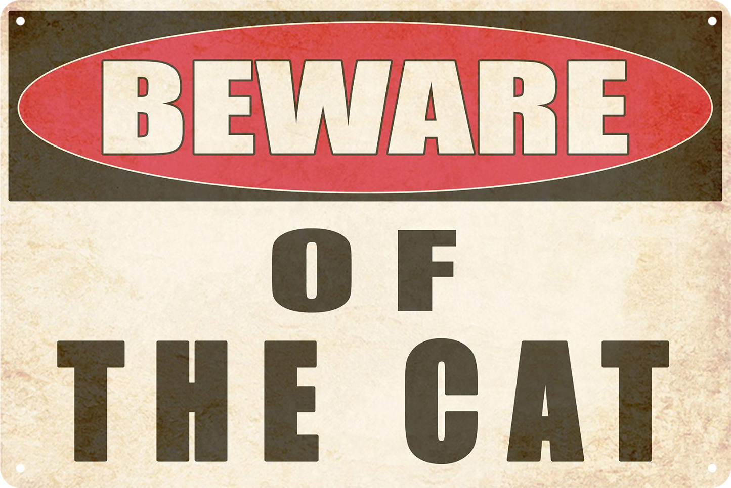 Beware Of The Cat Tin Sign Rustic Look Vintage Retro 20x30cm
