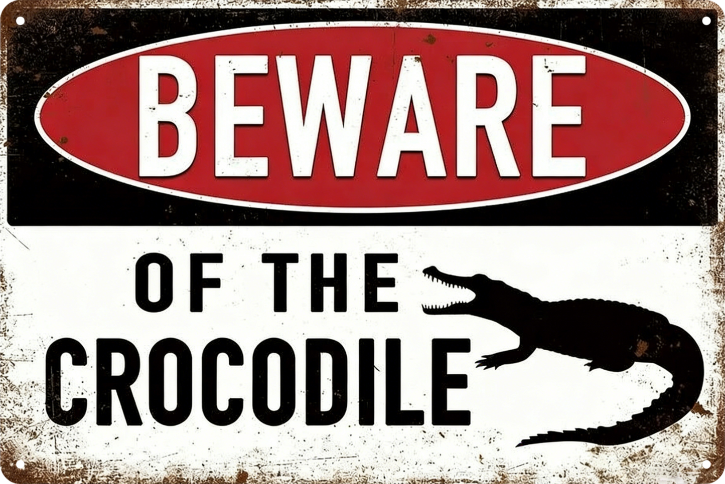 Beware Of The Crocodile Beach Pool Swimming Warning Tin Sign Retro 20x30cm