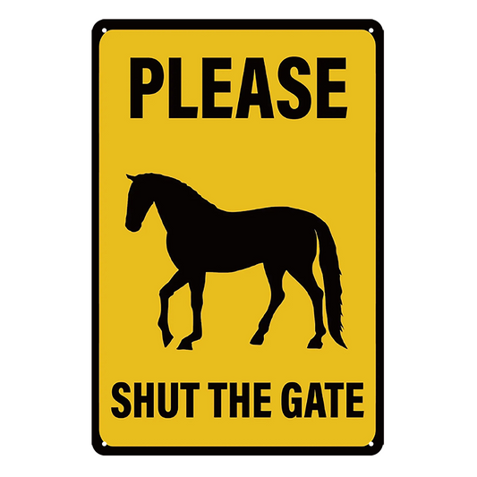 2x Please Shut The Gate Big Horse Rustic Tin Sign Vintage Garage Bar
