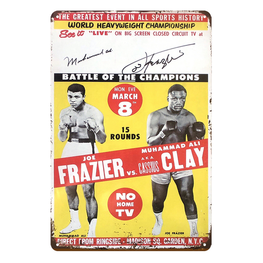 2x Battle Of Champions Poster Frazier Vs Clay Rustic Tin Sign Vintage Garage