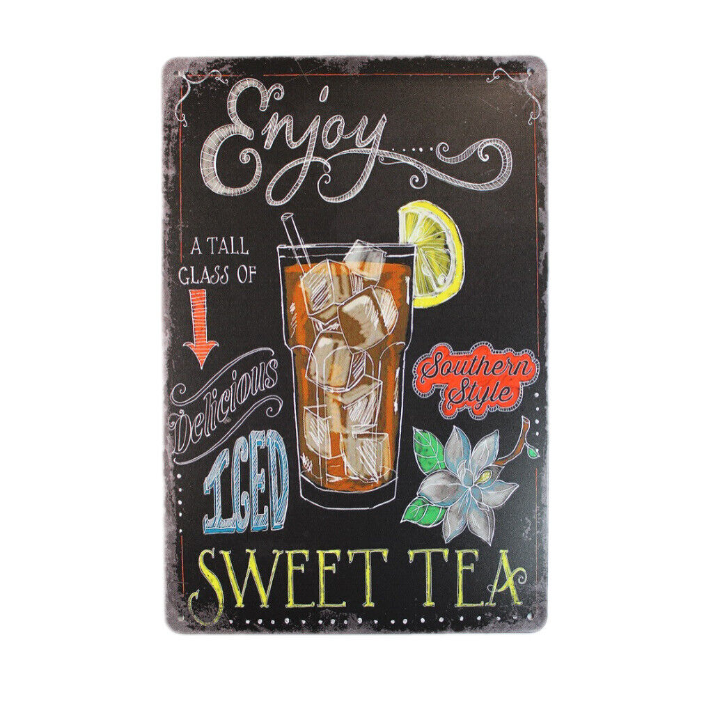 Tin Sign Enjoy Iced Sweet Tea Sprint Drink Bar Whisky Rustic Look