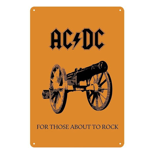 Tin Metal Sign Music Ac/dc For Those About To Rock Band 20x30cm Rustic Look Vint
