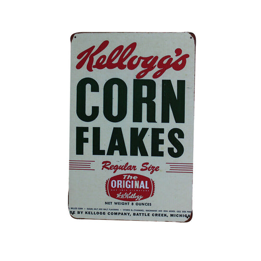 1x Metal Tin Sign Corn Flakes Kelloggs Regular Size New Man Cave 200x300mm