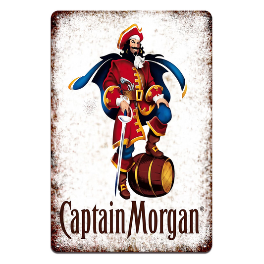 Captain Morgan Beer Whiskey Tin Metal Sign Rustic Look Vintage Man Cave