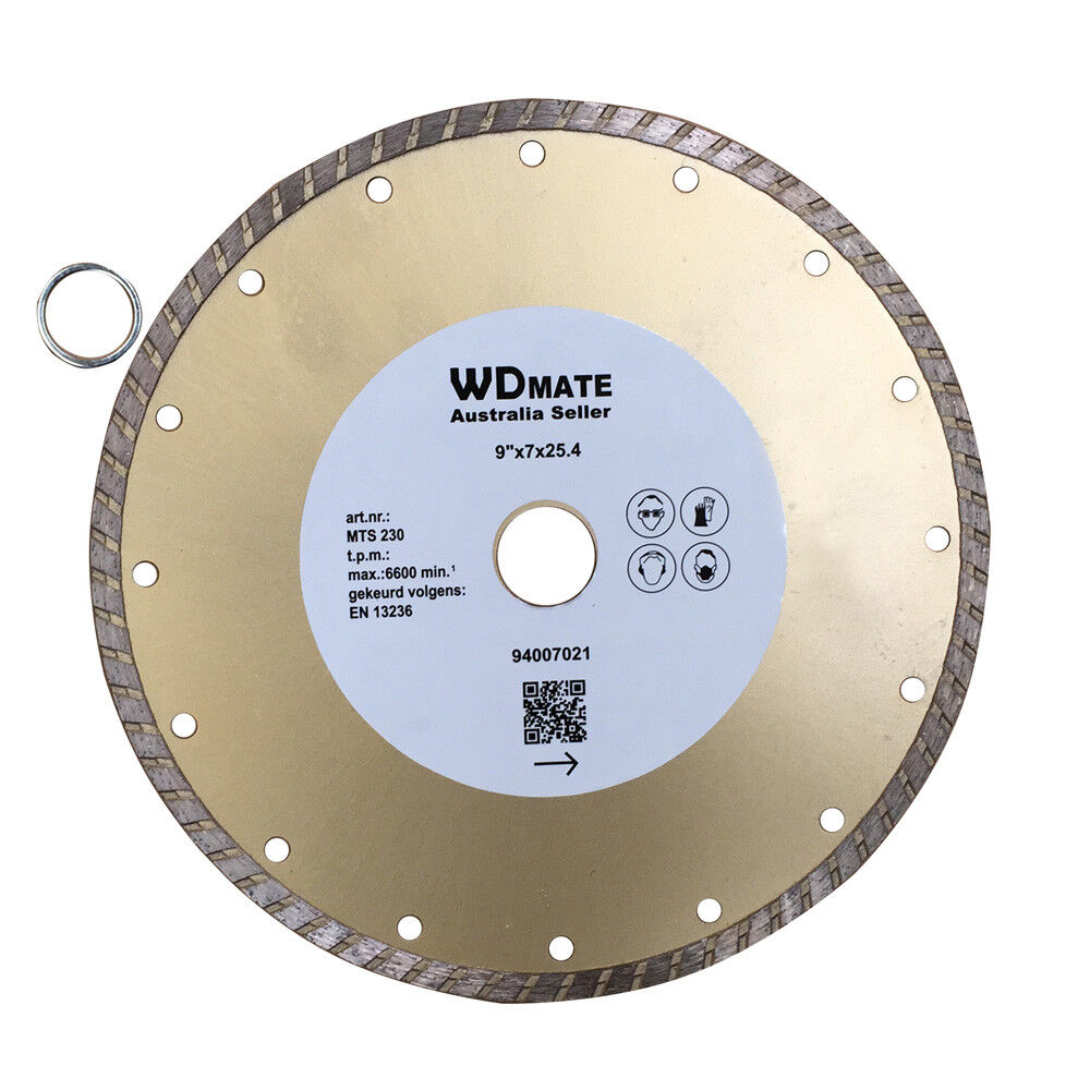 230mm Turbo Diamond Cutting Disc Dry Wet 9″ Saw Blade 2.6*7mm 25.4/22.23mm Tile