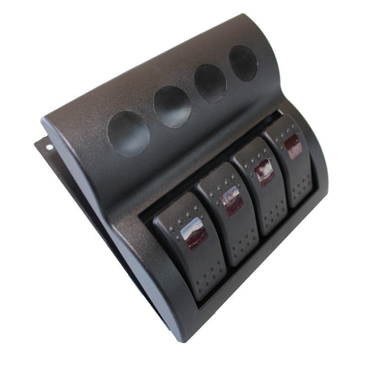 Rocker Switch Panel 4 Gang 12v Led Red Waterproof Circuit Breaker Boat