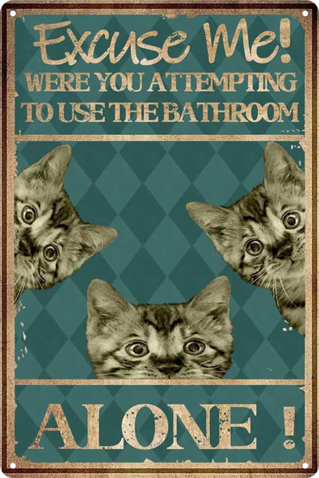 Cats Excuse Me ! To Use The Bathroom Alone!  Tin Sign Vintage Retro 20x30cm