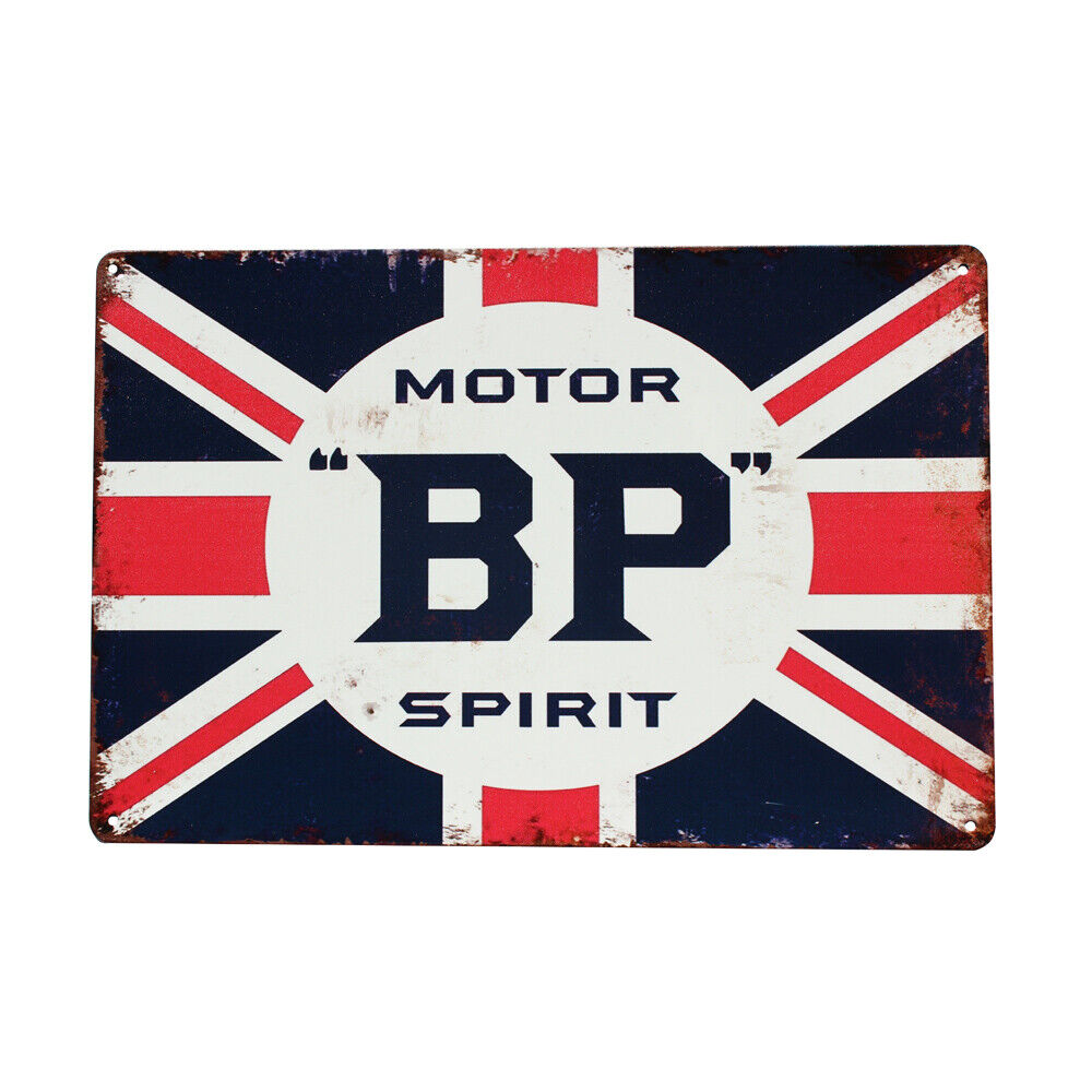 Warning Metal Tin Sign Bp Motor Spirit Rustic Look Vintage Man Cave Car 300x200