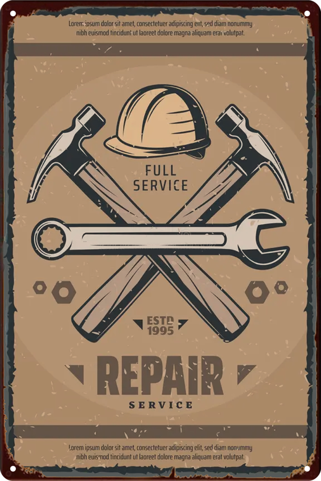 Vector Full Service Tool Repair Est. 1995 Tin Sign Rustic Retro 20x30cm