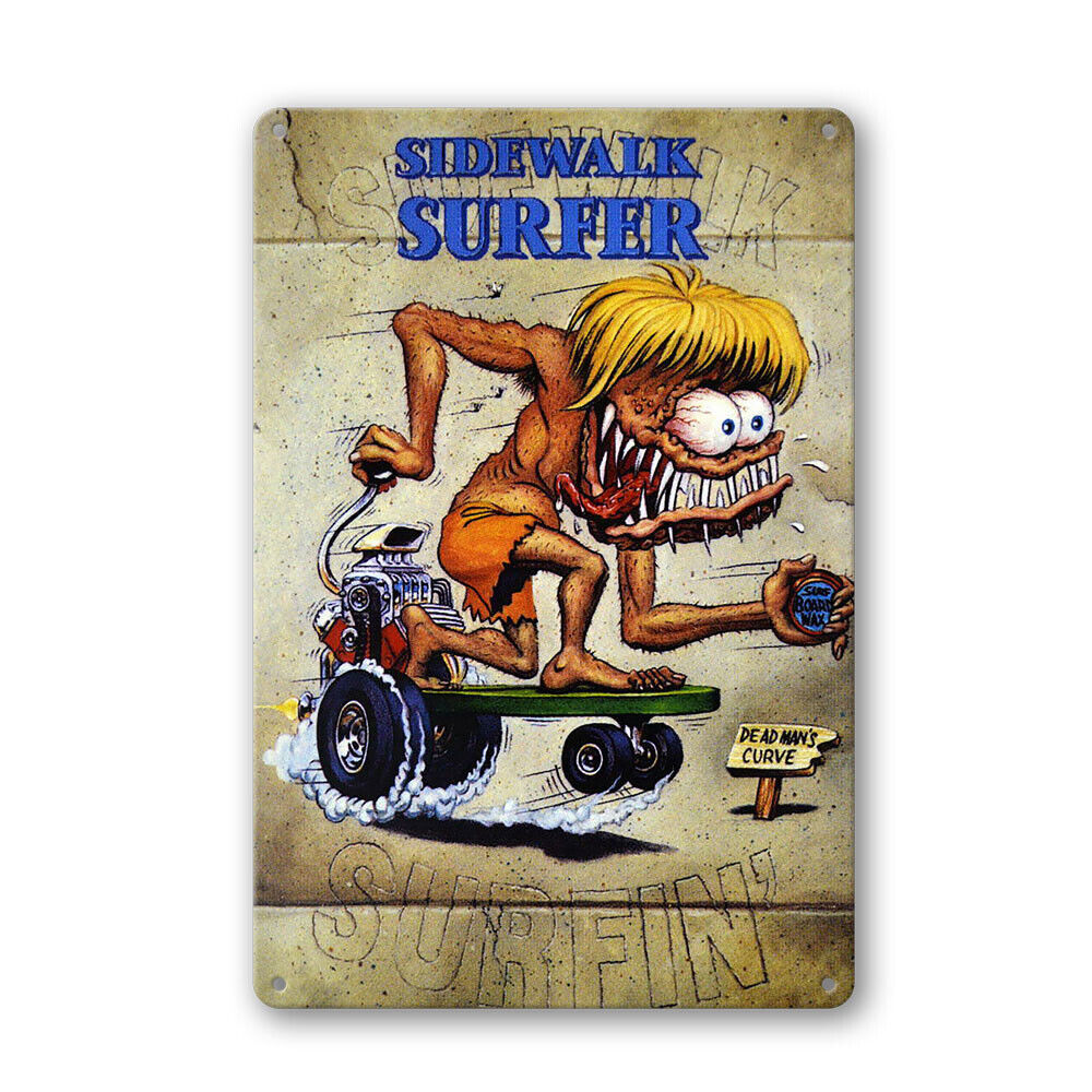 Sidewalk Surfer Dead Man Curve Tin Sign Man Cave Shed Garage