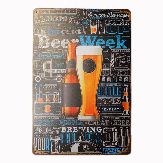 Tin Sign Beer Week Sprint Drink Bar Whisky Rustic Look