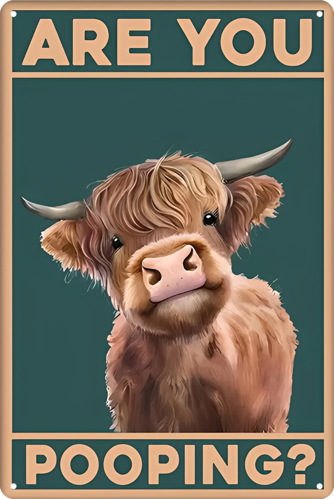 Are You Pooping ? Naughty Cow Tin Sign Rustic Look  Retro 20x30cm