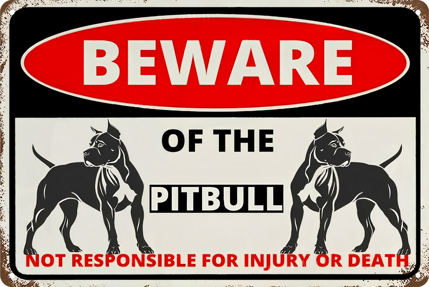 Beware Of The Pitbull Dogs Injury Or Death Tin Sign Rustic Look  Retro 20x30cm