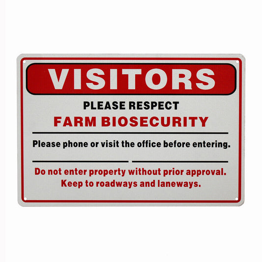 Warning Notice Visitors Farm Biosecurity Phone Before Enter 20x30cm Metal Sign
