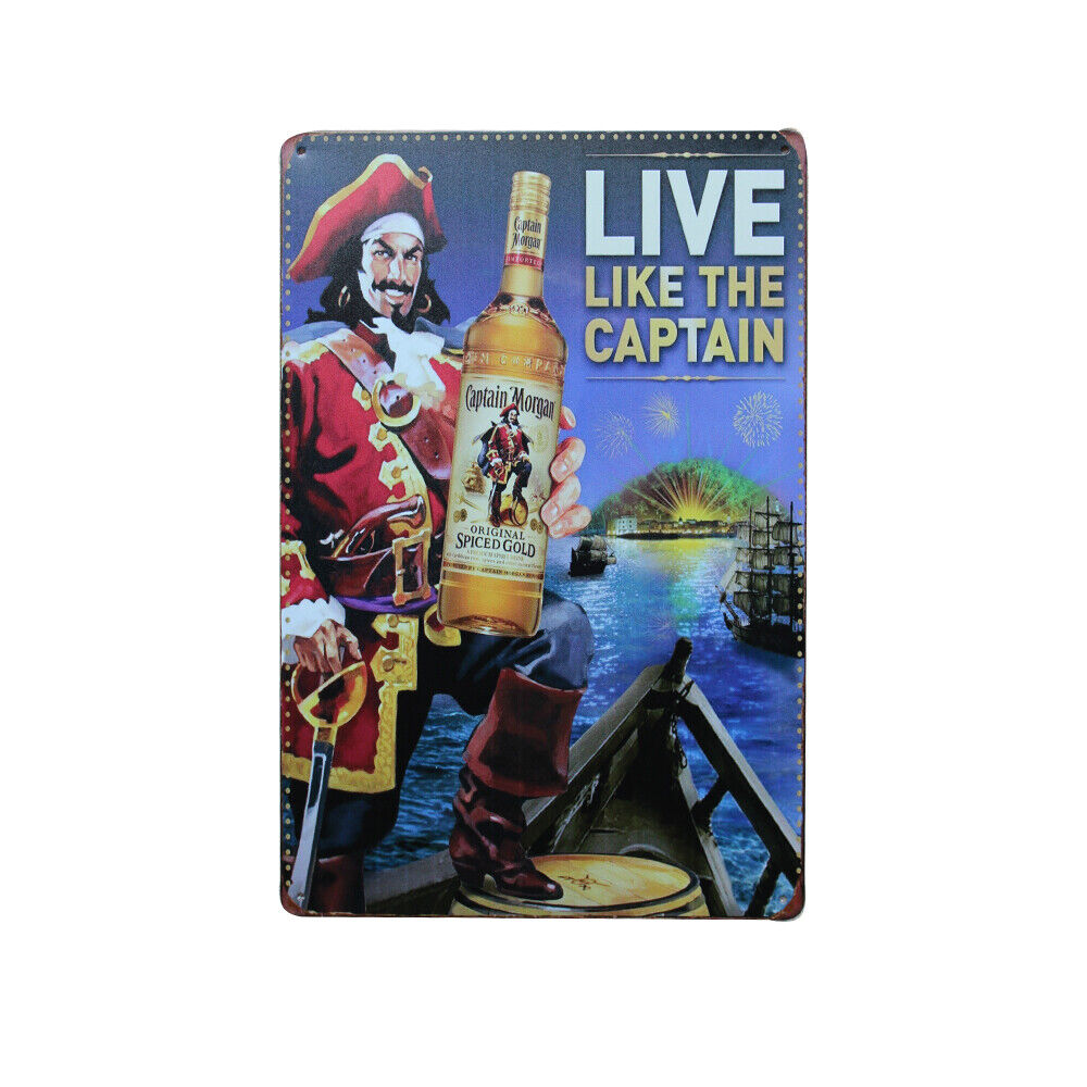 Metal Tin Sign Live Like The Captain Moran New 200x300mm Man Cave sign