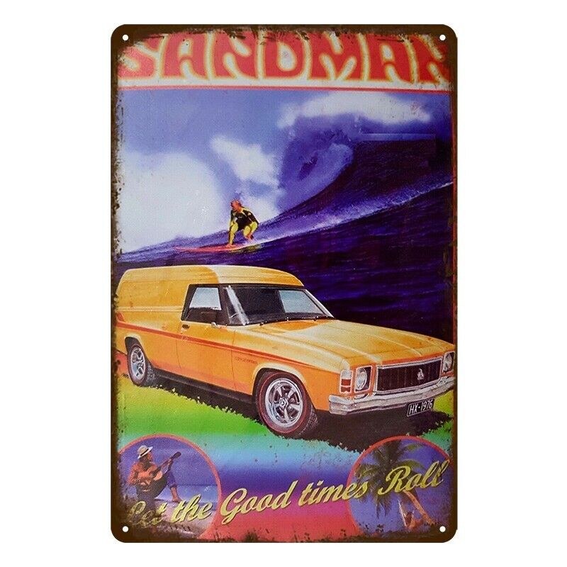 Tin Metal Sign Sandaman Holden 20x30cm Rustic Look Vintage
