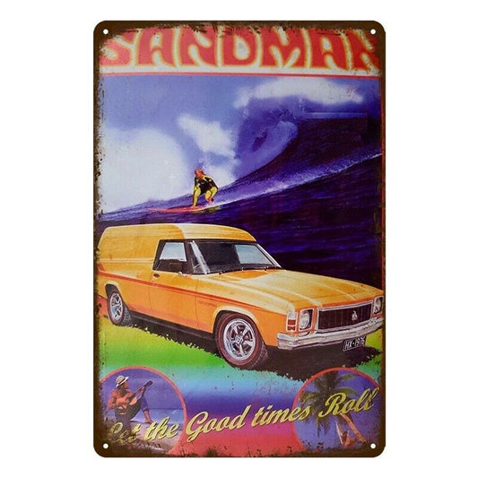 Tin Metal Sign Sandaman Holden 20x30cm Rustic Look Vintage