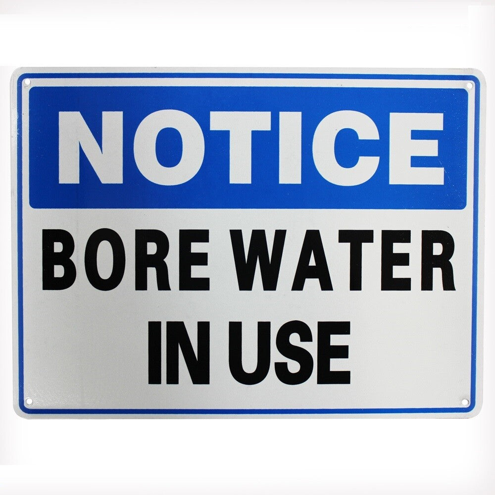 Warning Notice Bore Water In Use 200x300mm Saving Garden Property Metal Sign