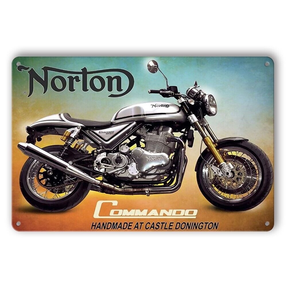 Tin Sign Norton Commando Handmade At Castle Donington Rustic Look Decorative