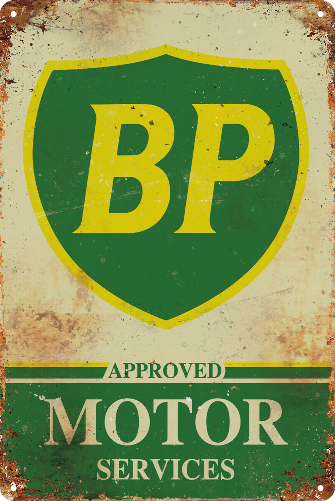 Bp Sign Motor Service Approved Tin Retro 20x30cm