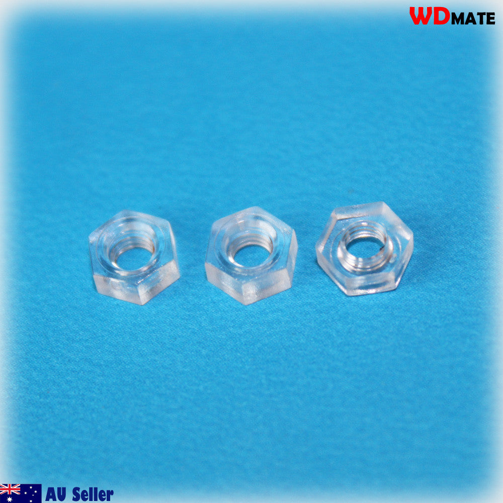 5x Nylon Nuts Crystal M3x 0.5mm Clear Light Electrical Insulating Nuts