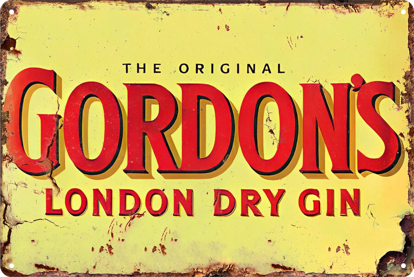 The Original Gordon's London Dry Gin Tin Sign Rustic Look Retro 20x30cm