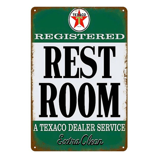 Tin Metal Sign Texaco Rest Room Dealer Service 20x30cm Rustic Look Vintage
