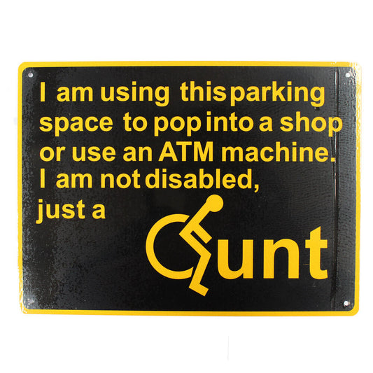 Warning Notice Disabled Parking Sign 200x300 Man Cave Metal Public Park