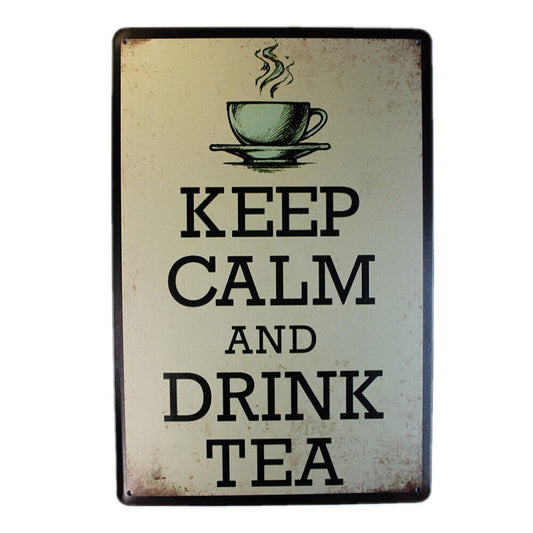 Tin Sign   Calm Drink Tea Sprint Drink Bar Whisky Rustic Look