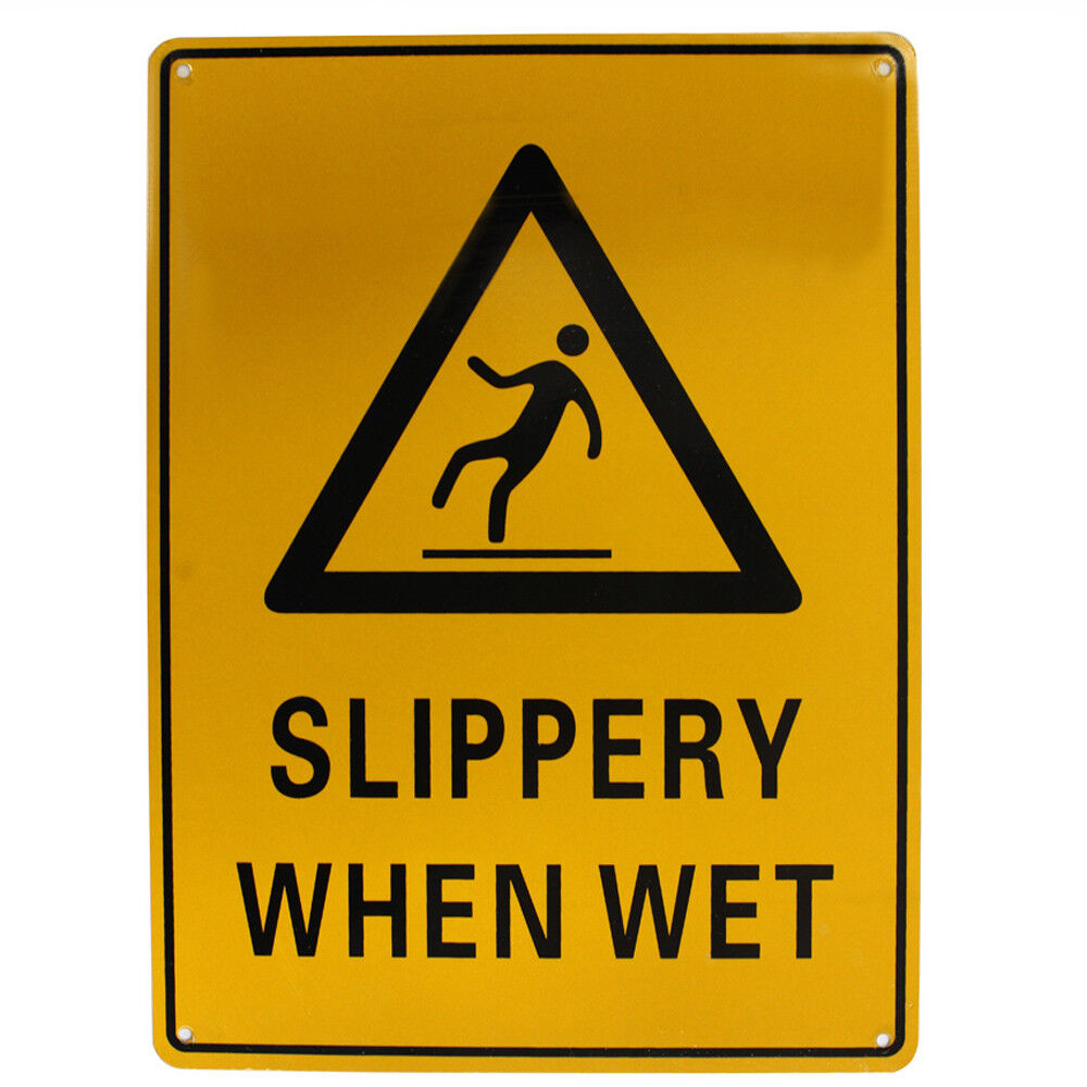 Warning Safety Sign Slippery When Wet 200x300mm Outdoor Caution  Metal 16003062