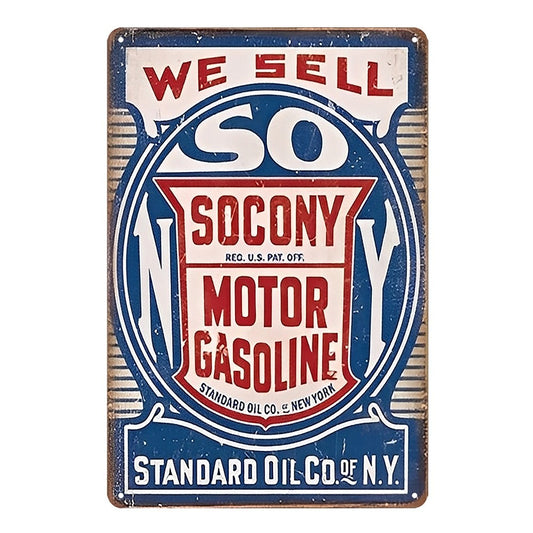 Socony Motor Gasoline We Sell Standard Oil Of N.y. Tin Sign Vintage