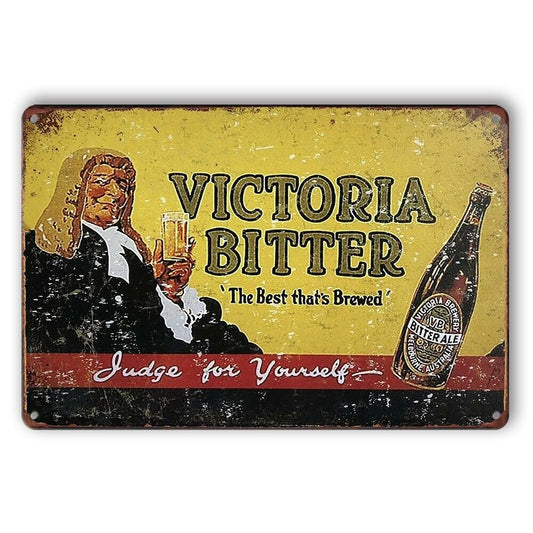 Tin Sign Vb Victoria Bitter Judge For Yourself Best Brewed Rustic Decorative