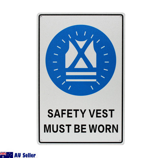 Warning Safety Vest Must Be Worn Sign 200x300mm Outdoor Workplace Metal