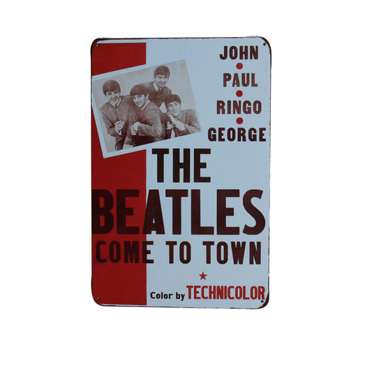 1x Metal Tin Sign The Beatles Come To Town Tin Sign 200x300mm