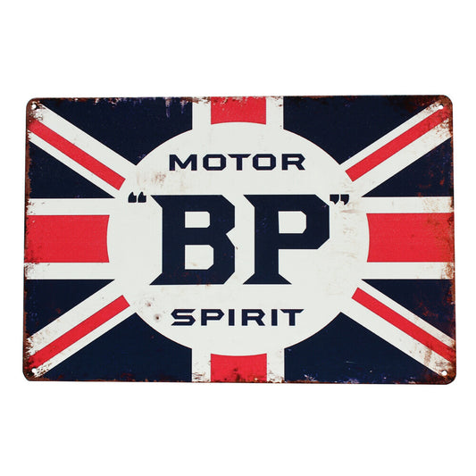 Warning Metal Tin Sign 300 X 200mm Bp Motor Spirit Rustic Look Vintage Man Cave