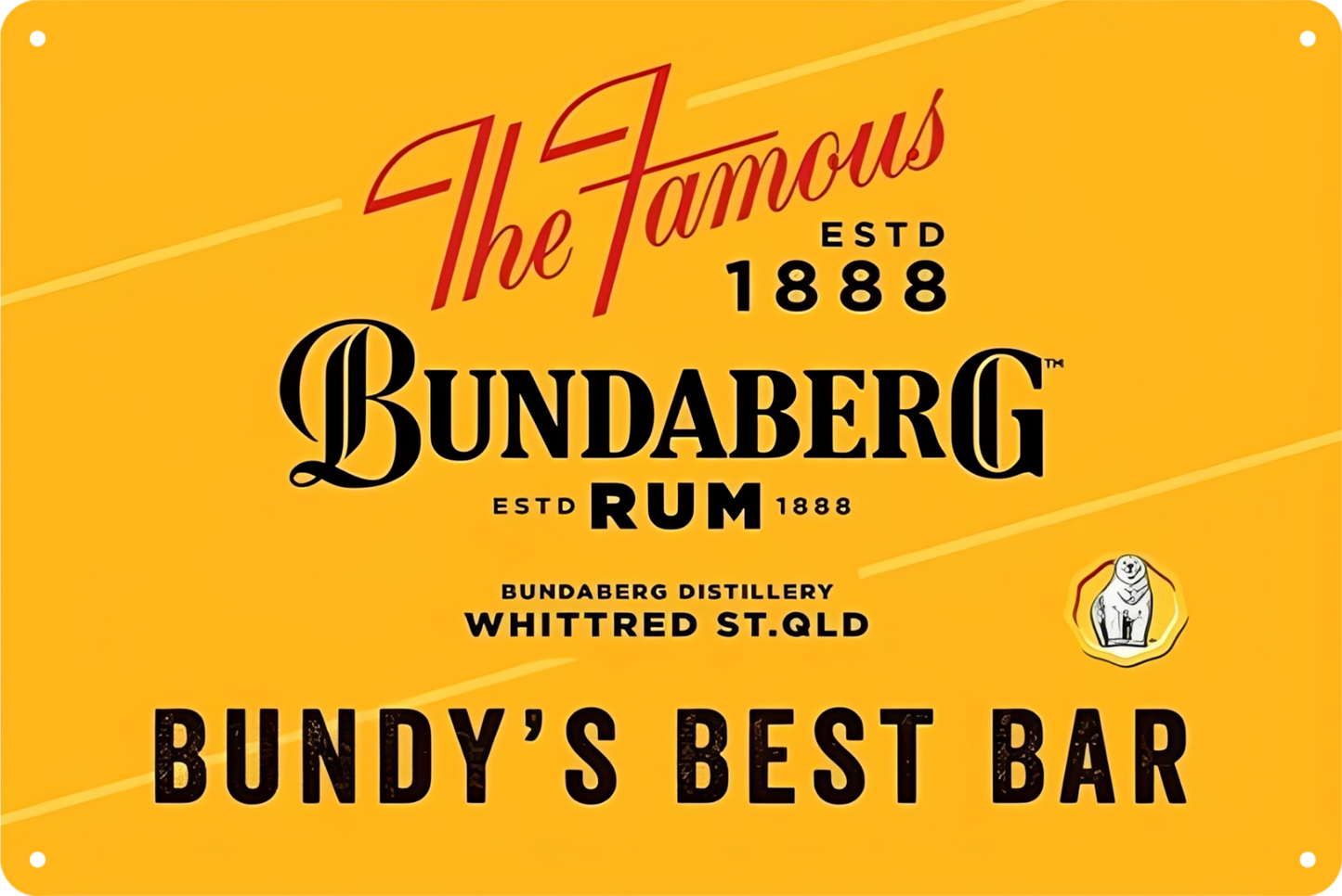 Tin Sign Bundaberg Rum Bundy's Best Bar Rustic Look Vintage Retro 20x30cm