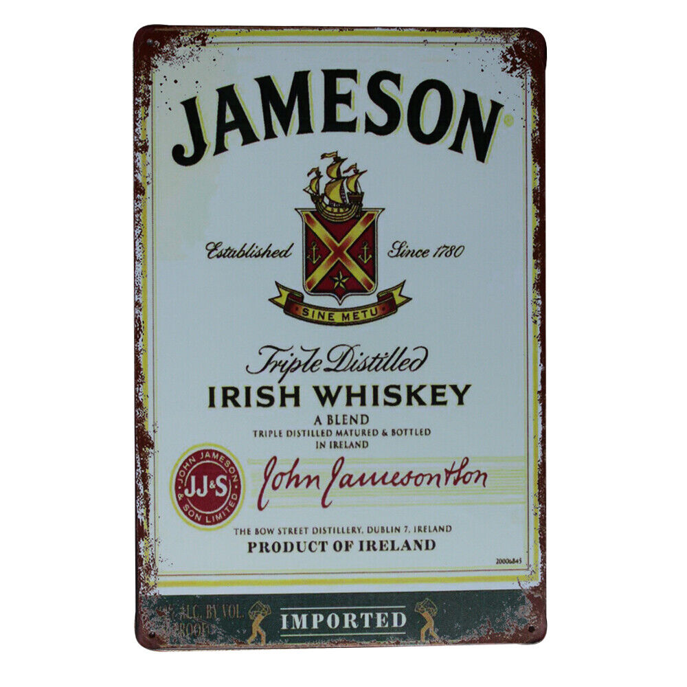 2xmetal Tin Sign Jameson Irish Whiskey 200x300mm Man Cave Bar Shed Sign