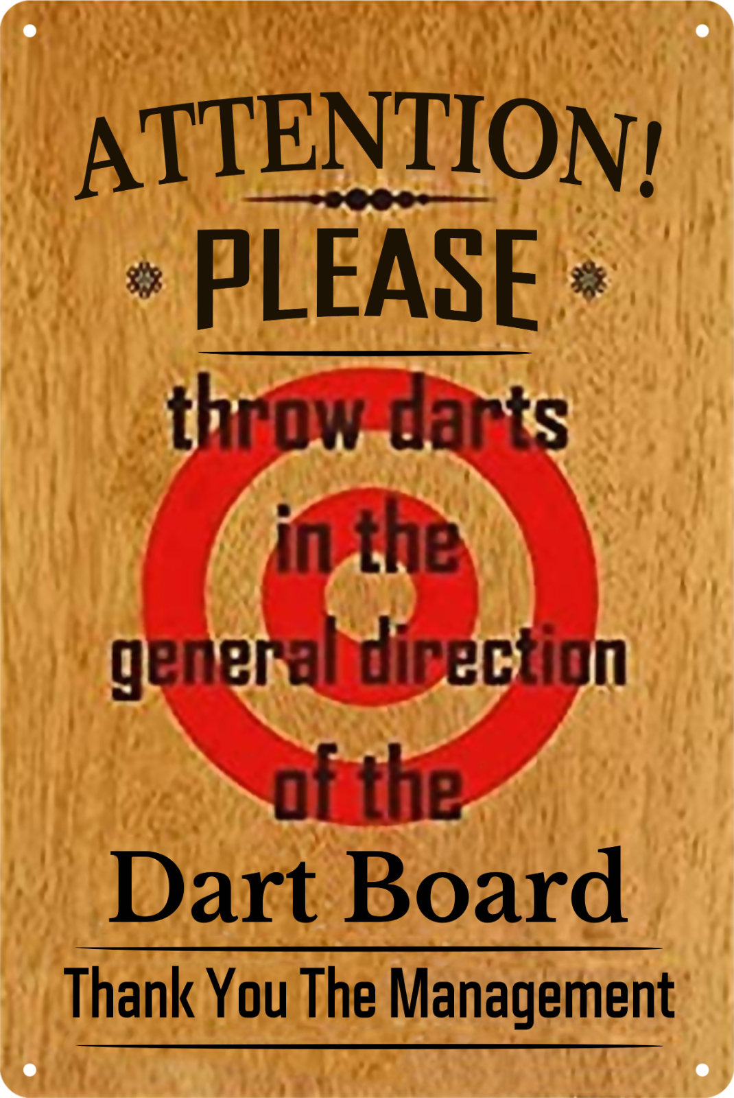 Attention Please Dart Board Throw Darts In Target Tin Sign Rustic 20x30cm