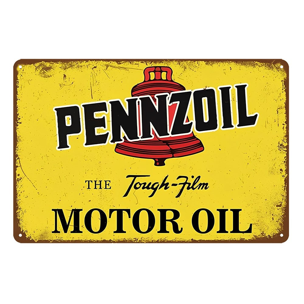 Pennzoil The Tough-film Motor Oil Car Tin Sign Vintage