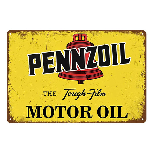 Pennzoil The Tough-film Motor Oil Car Tin Sign Vintage
