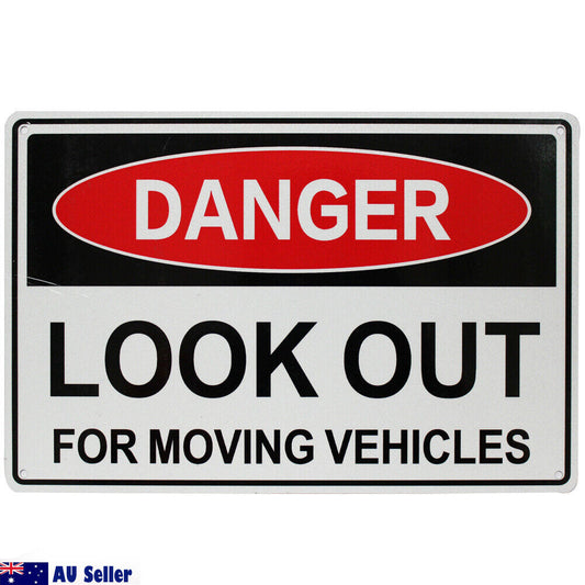 Warning Danger Look Out For Moving Vehicle  Sign Caution 200x300mm Safety Al