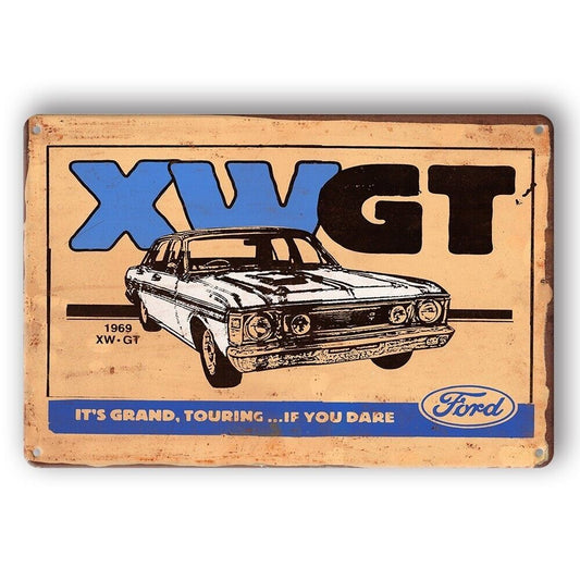 Tin Sign Xw Gt Ford Car Grand Touring Xw.gt Rustic Decorative Vintage