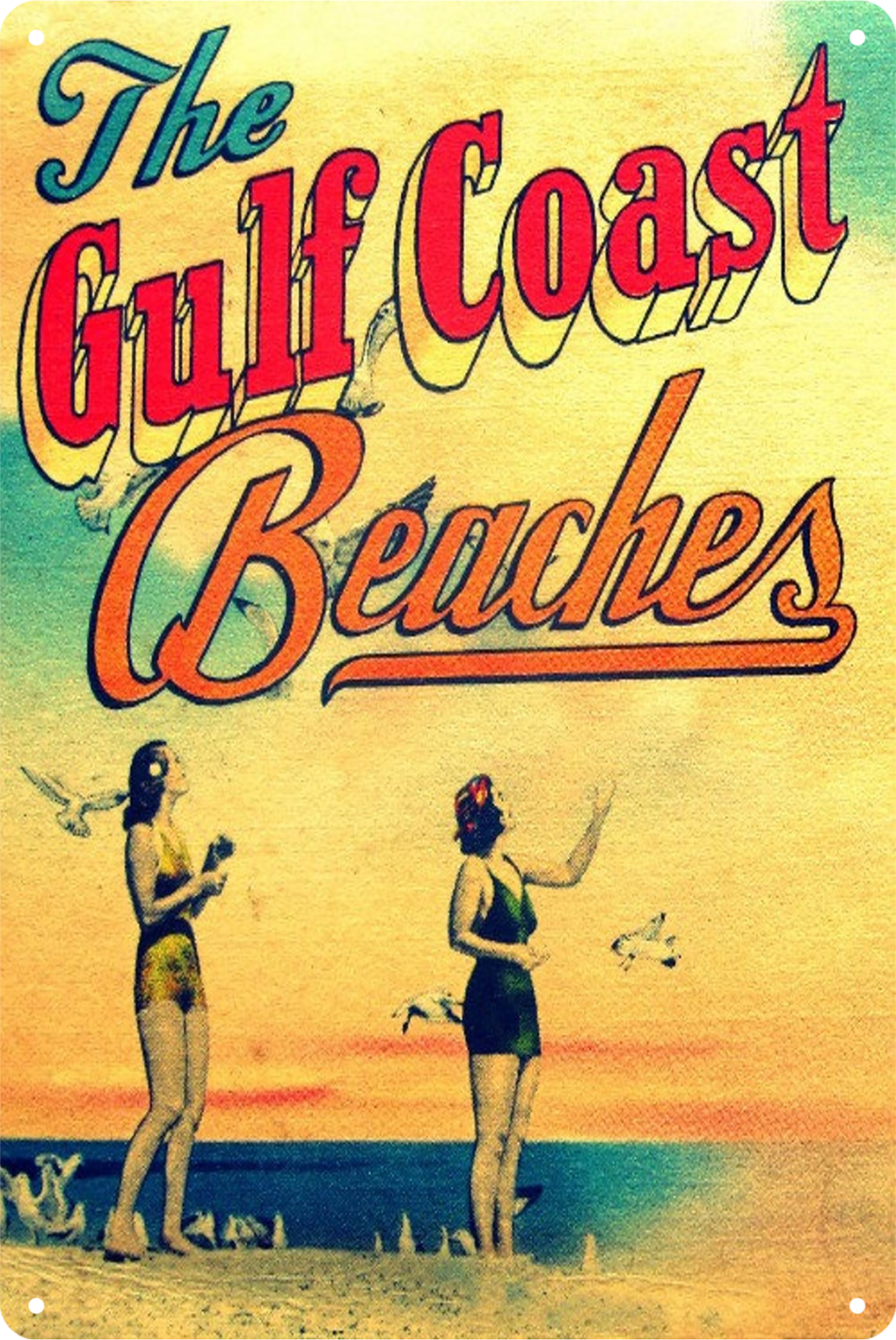 The Gulf Coast Beaches Sexy Girls Tin Sign Rustic Look  Retro 20x30cm
