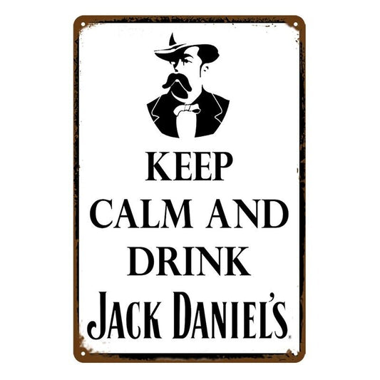 Tin Metal Sign Keep Calm And Drink Jack Daniel's 20x30cm Rustic Look Vintage
