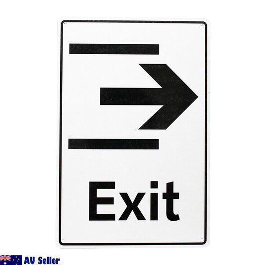 Warning Notice Exit Sign Right Arrow Office 200x300mm  Metal Al Waterproof