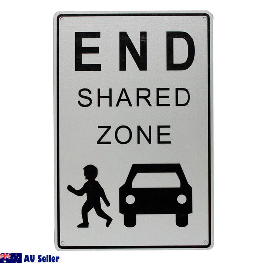 Warning Notice End Shared Zone Sign 200x300mm Quality Metal Al Waterproof